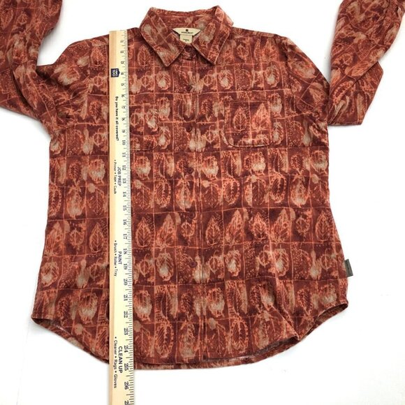 Woolrich Women's Rust Leaf Print Shirt Micro Wale Corduroy Button Front Small - Picture 5 of 10